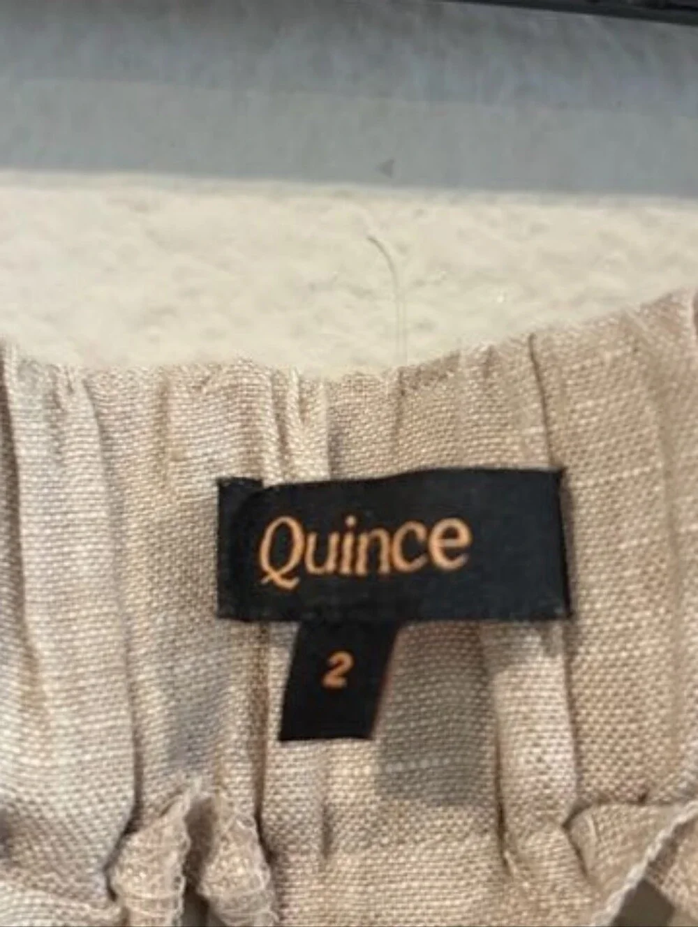 Quince Womens Classic Casual Oatmeal Tan Linen Wide Leg Pull On Trouser Pants 2